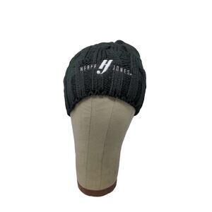 Hit Wear Herff Jones Cable Knit Beanie Hat Faux Fur Pom Pom Black